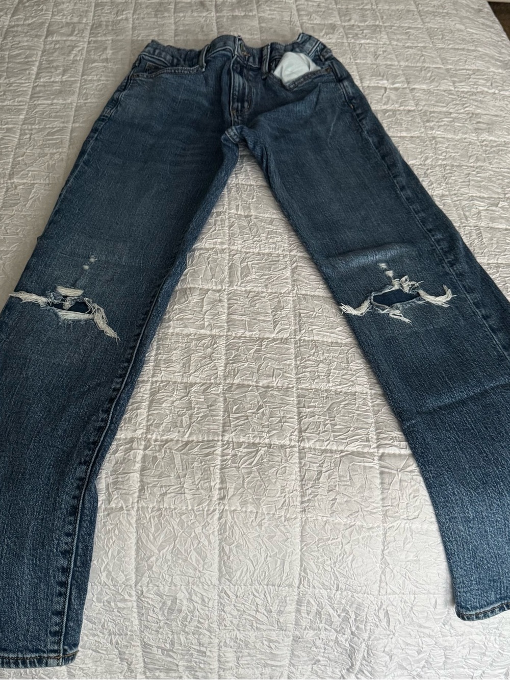 Old Navy BOYS’ Slim Straight Distressed Dark Blue Jeans